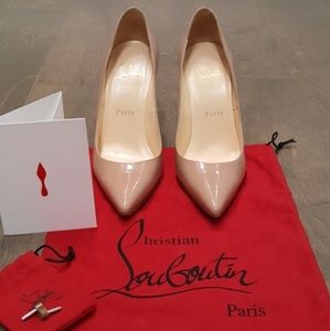 Christian Louboutin Nude Patent Leather Pointed-Toe Pumps